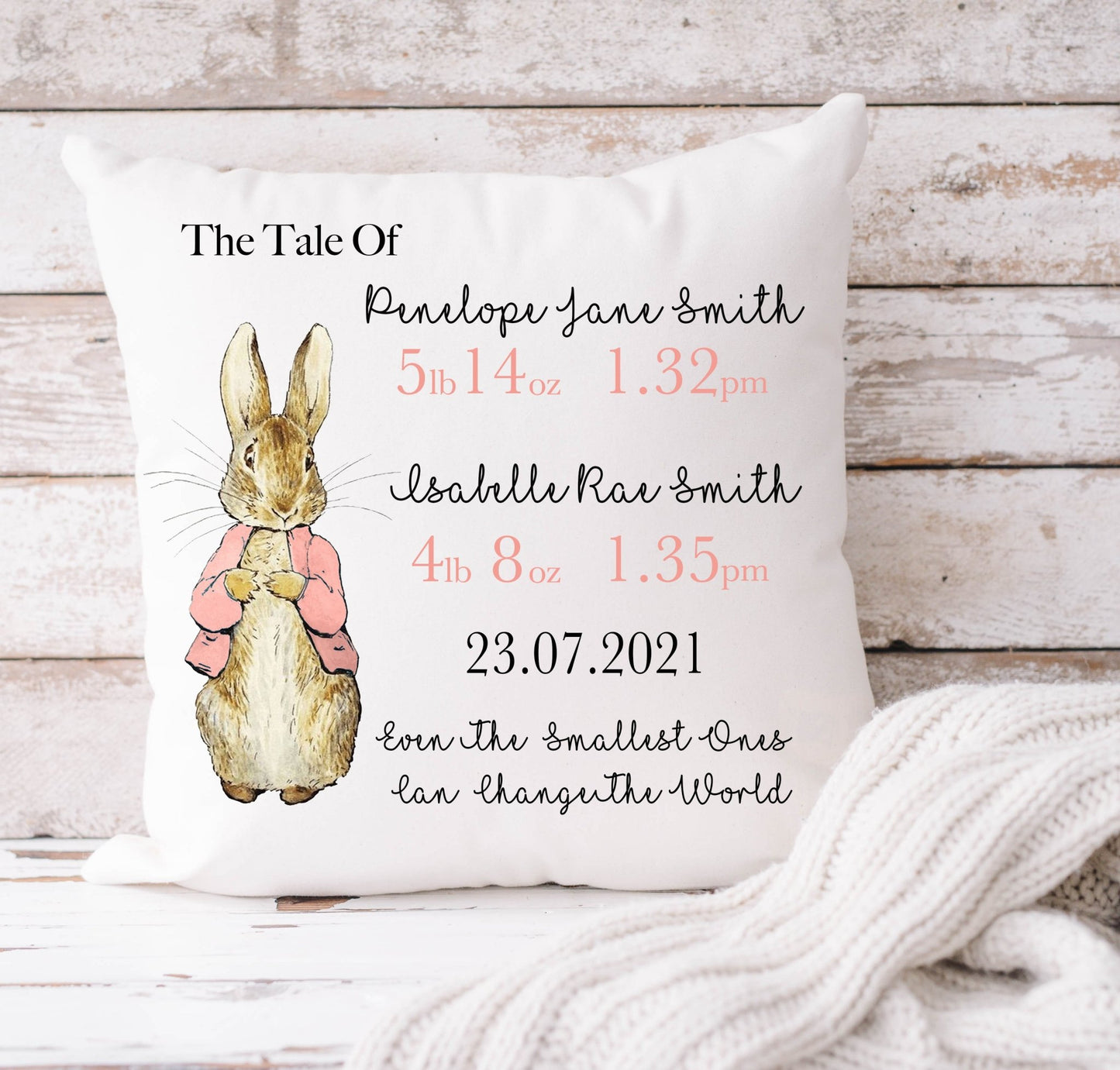 Pink Rabbit Cushion 40x40cm - TWINS