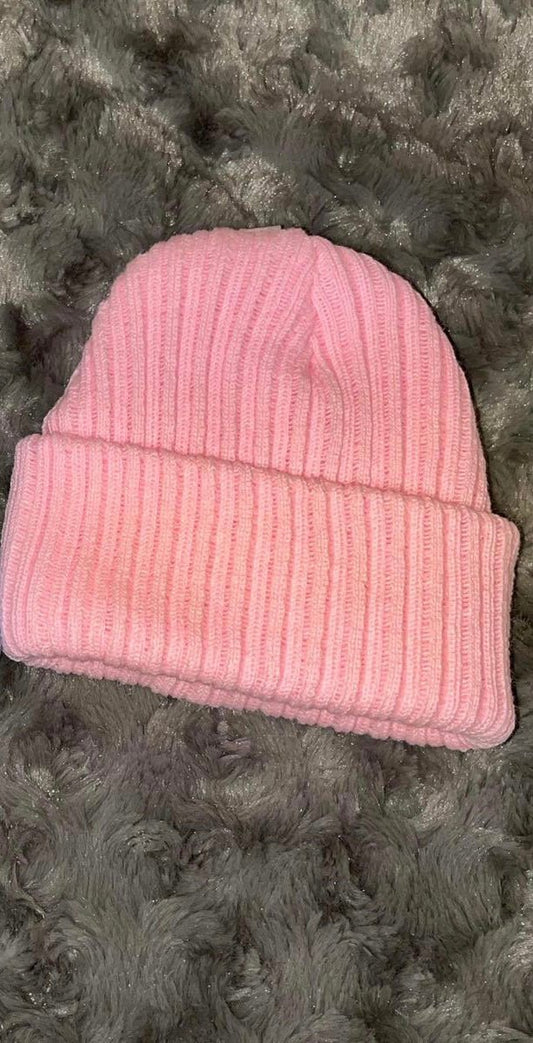 Pink Ribbed Hat - First Size