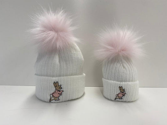 Pink Single Pom hat - Pink Bunny