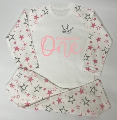 Pink Stars Printed Pyjamas - Design 2