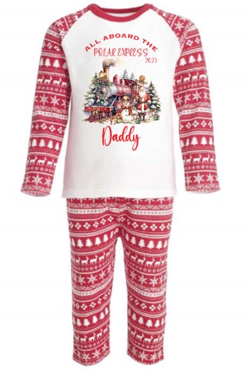 Polar Express 1 Personalised Red Christmas Print Pyjamas