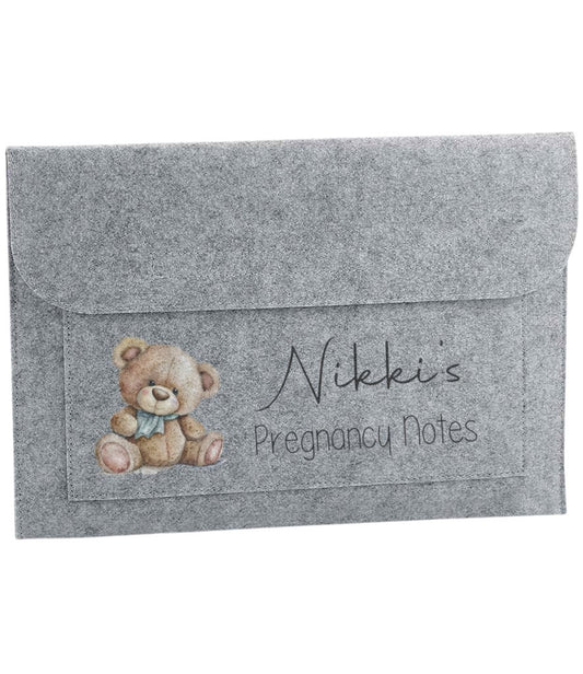 Pregnancy notes folder personalised - blue teddybear design