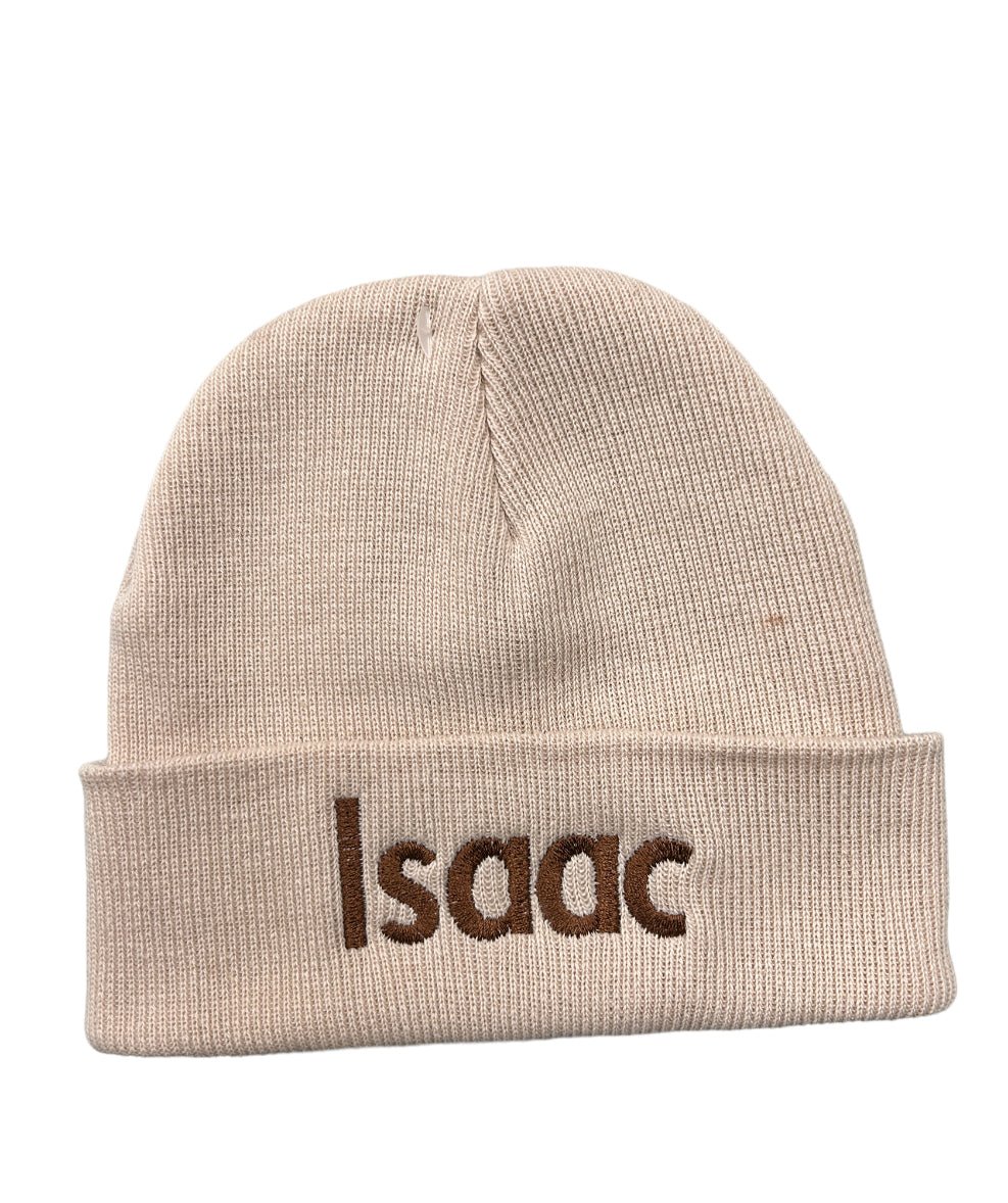 *Sample* Beige Personalised Childrens Beanie Hat