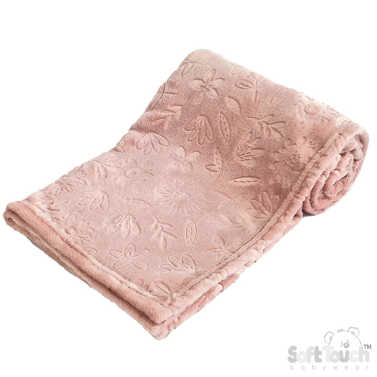*Sample* Flower embossed Dusky pink personalised baby blanket / wrap
