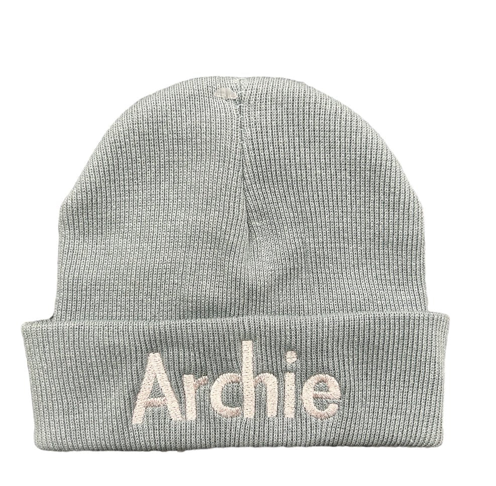 *Sample* Sage Green Personalised Childrens Beanie Hat