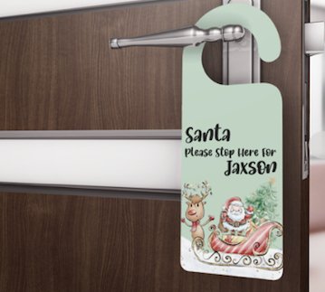 Santa Stop Here Personalised Door hanger - Santa & Sleigh