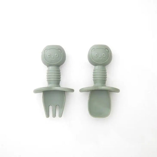 Silicone Baby Cutlery Set Sage Green