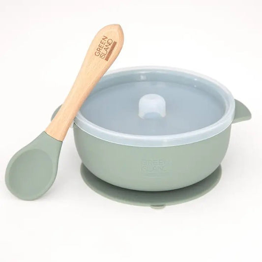 Silicone Bowl & Spoon set Sage Green