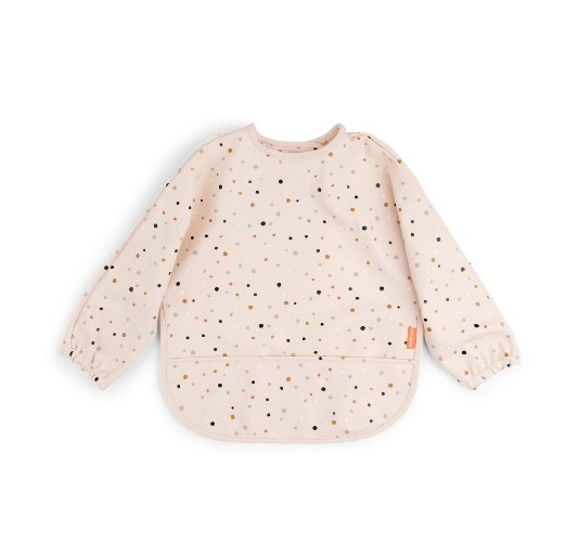 Sleeved pocket bib - happy dots - powder - By done by deer