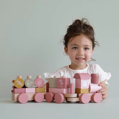 Pink wooden train on sale