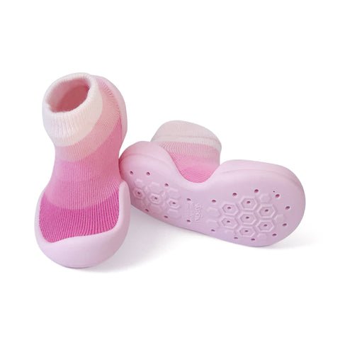 Step Ons Crawling, Cruising, Pre-Walking Baby Sock Shoe - Pink RIng