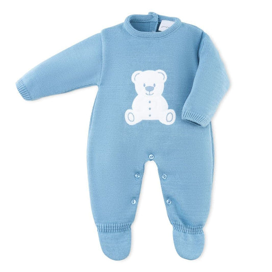 Teddy Bear Knitted Onesie Blue