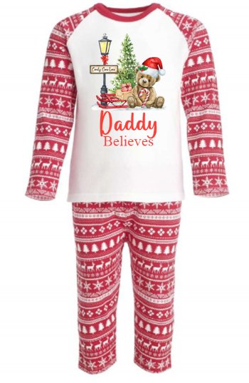 Teddybear Personalised Adults Red Christmas print Pyjamas