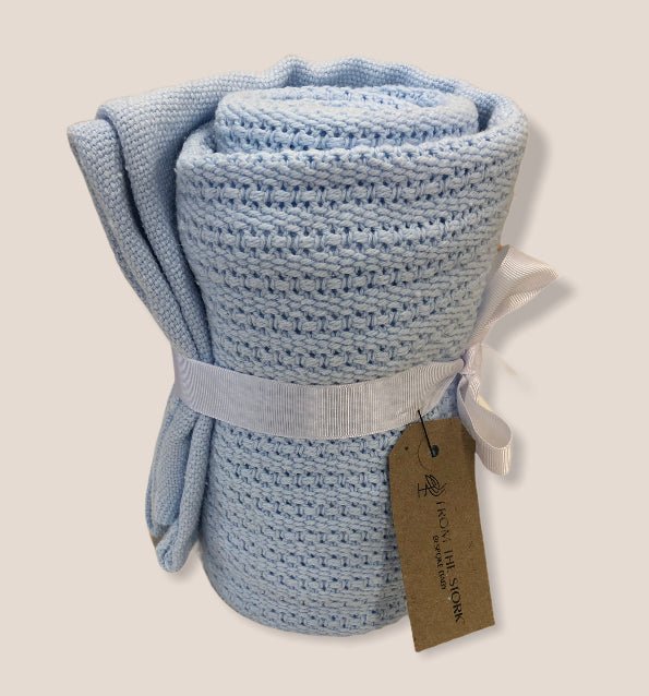 The Hampton Baby Cellular Blanket Blue