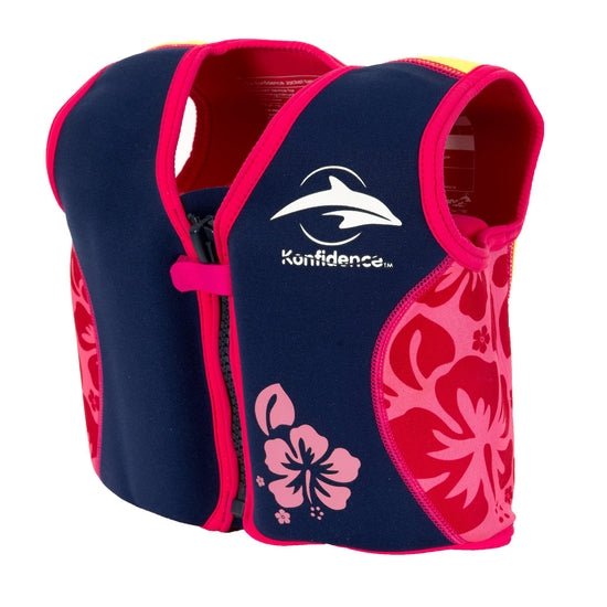 The Original Konfidence Jacket Buoyancy Swim Vest - Pink Hibiscus Oahu