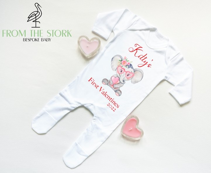 Valentines Elephant Sleepsuit