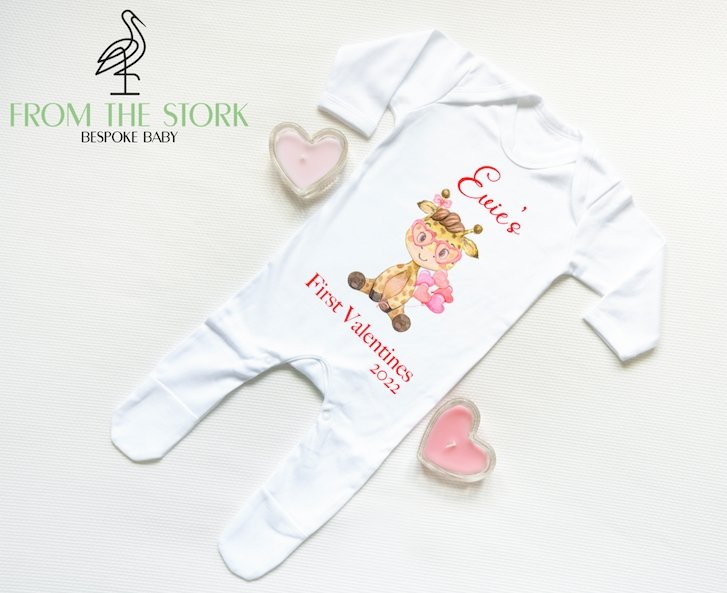 Valentines Giraffe Sleepsuit