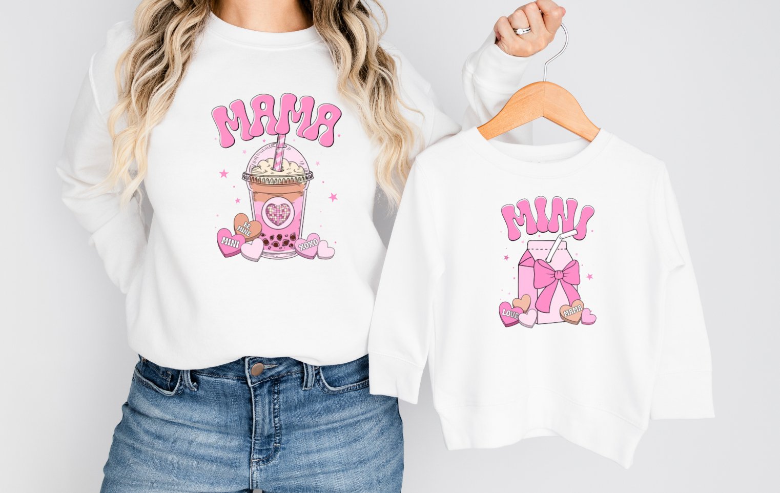 Valentines Matching Mini & Mama Mummy Personalised Jumpers design 15 - Various Colours