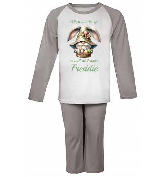 When I Wake Up it'll be easter Personalised Pyjamas Pjs design 1