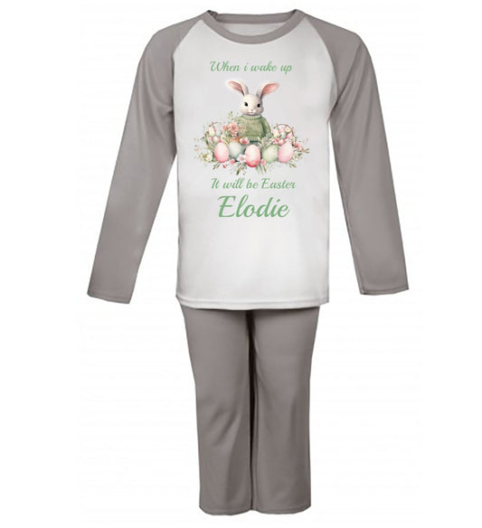 When I Wake Up it'll be easter Personalised Pyjamas Pjs design 4