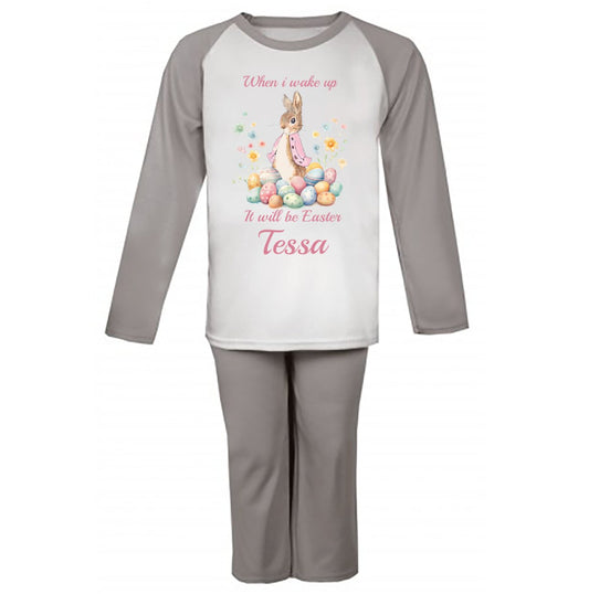 When I Wake Up it'll be easter Personalised Pyjamas Pjs design 6