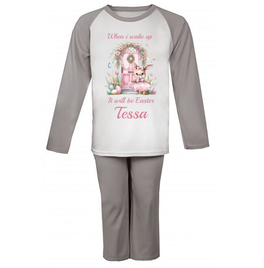When I Wake Up it'll be easter Personalised Pyjamas Pjs design 8