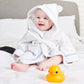 White Hooded Towelling Dressing Gown w/ Pink Gingham trim