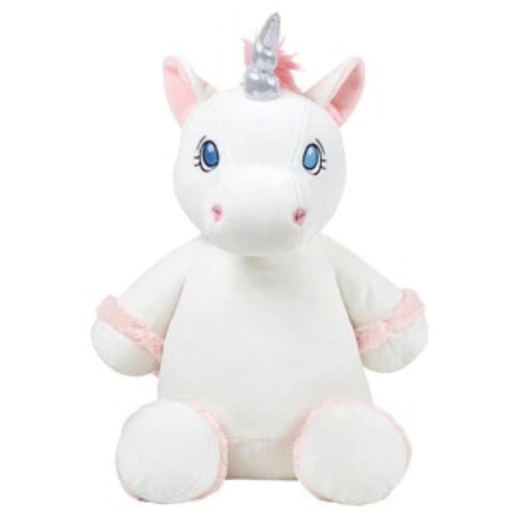 White Unicorn Cubbie Personalised Teddy