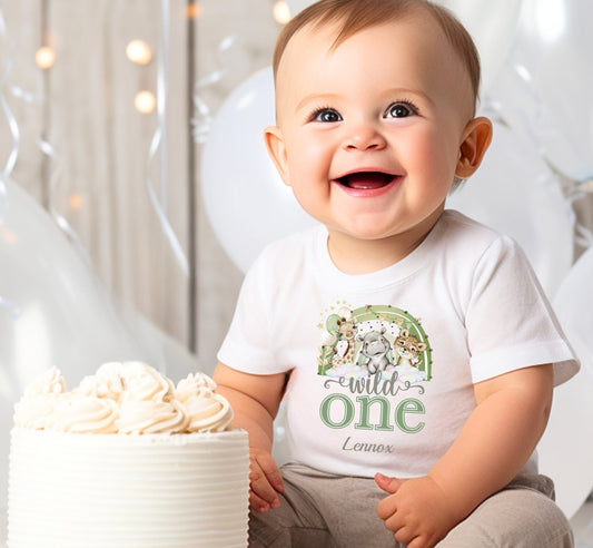 Wild One Green Personalised Birthday T-Shirt - Choose your age